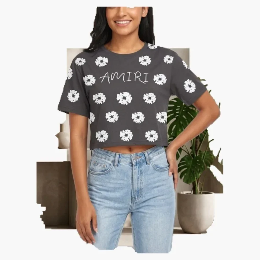 Black Daisy Graphic Puff Tee wholesale ladies clothing
