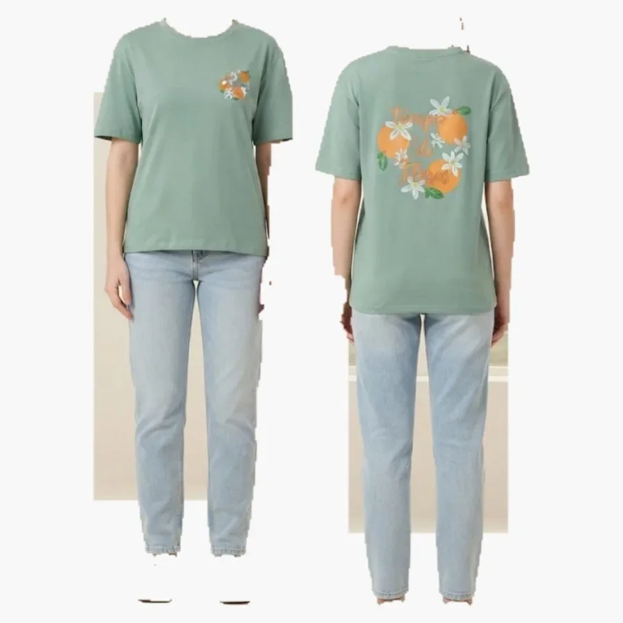 Mint Floral Front/Back DTF Tee wholesale ladies clothing