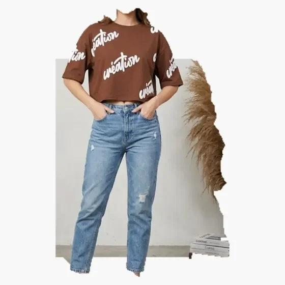 Brown Script Allover Puff Tee wholesale
