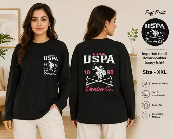 USPA Denim Co. Graphic T-Shirt — Black wholesale
