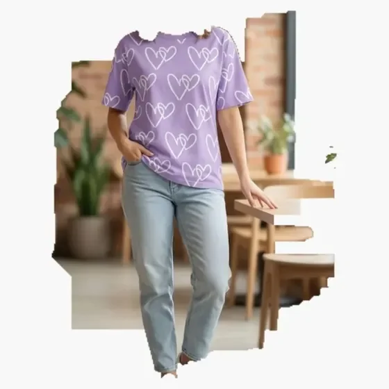 Lilac Heart Allover Puff Tee wholesale