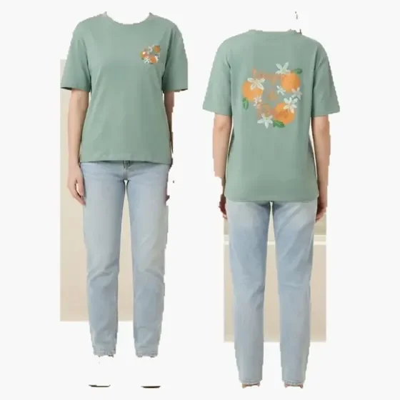 Mint Floral Front/Back DTF Tee wholesale