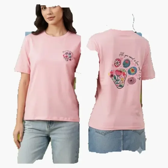 Pink Heart Graphic Front/Back Tee wholesale
